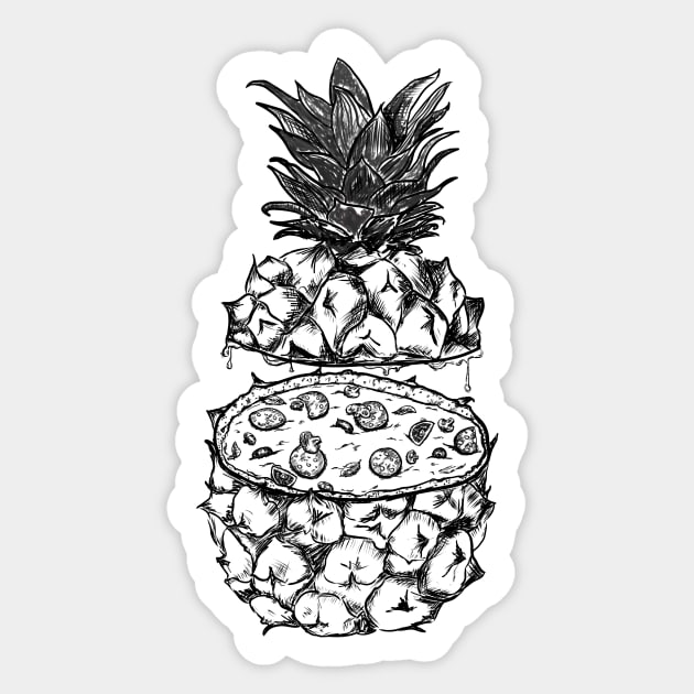 Pizza on Pineapple Sticker by Marouk